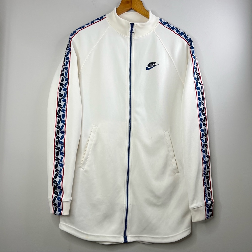Nike Sportswear Track Jacket Beige Tape NSW 2018 Swoosh Logo Mens Size Small
